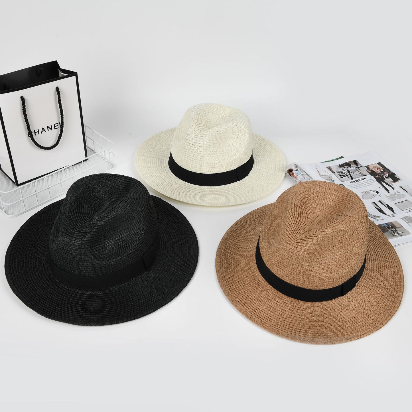 # Men's Simple Panama Hat Summer Sun Protection Sunshade Hat