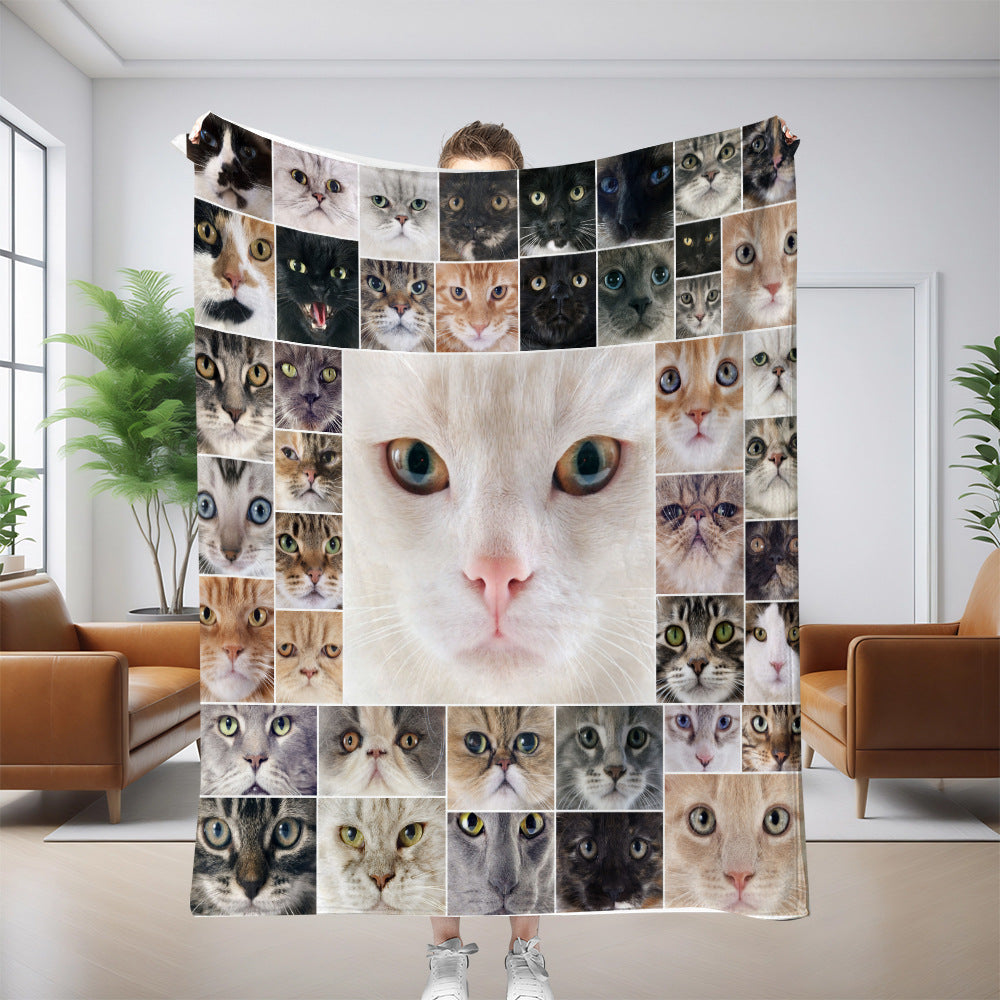 Cat Pattern Flannel Blanket