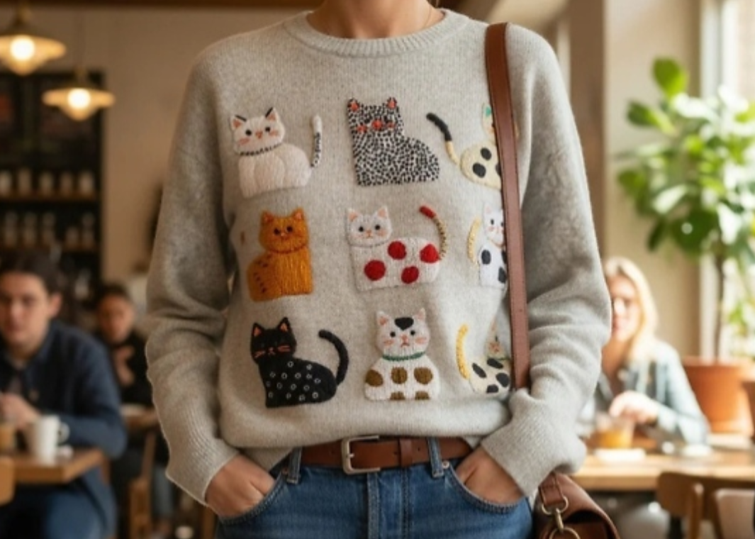 3D Digital Printed Crew Neck Knitwear for Women