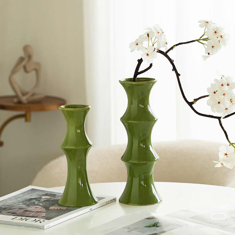 Bamboo-Shaped Ceramic Miniature Vase Ornament