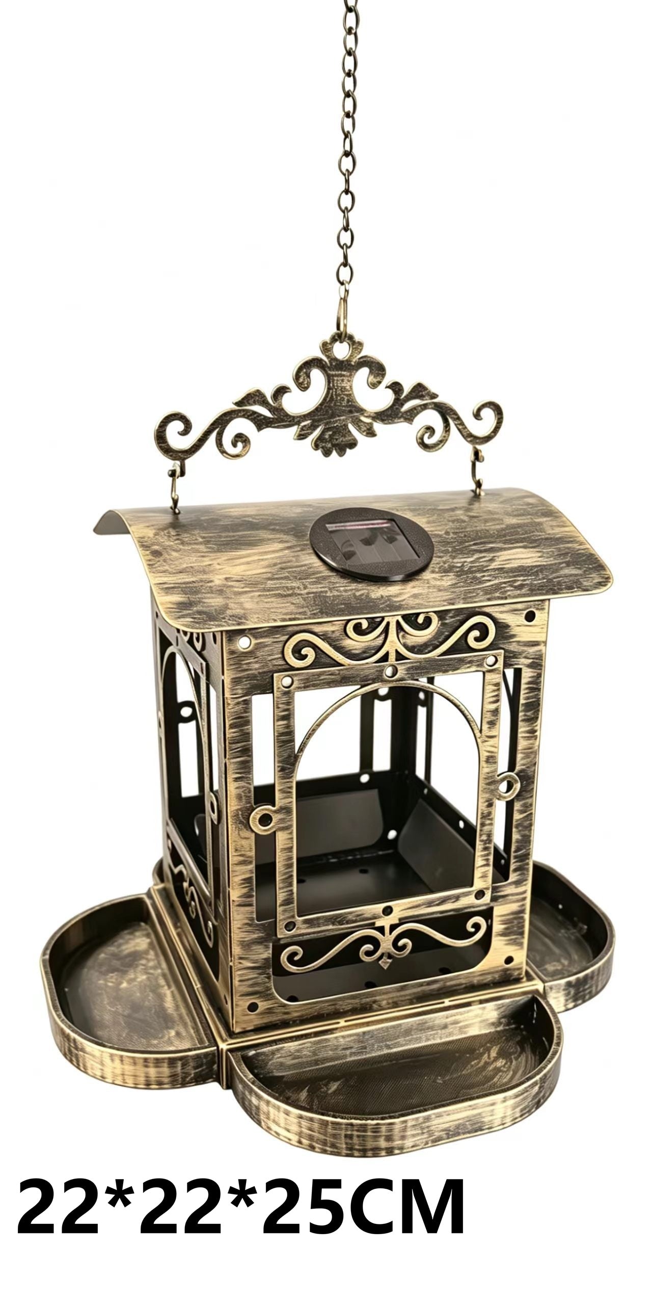# Retro Iron Solar-Powered Hanging Bird Feeder