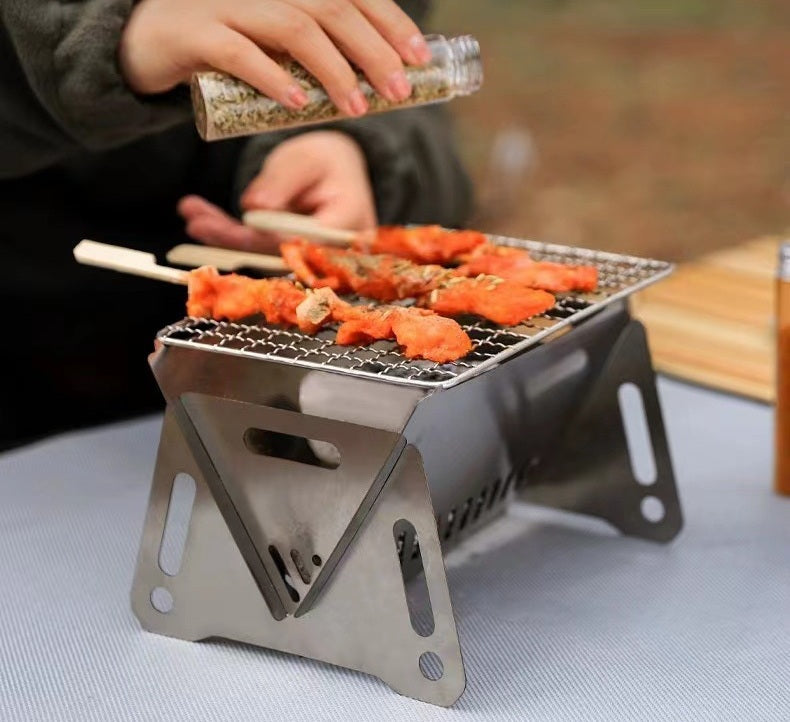 # Outdoor Folding Stainless Steel Card-Style Wood Stove