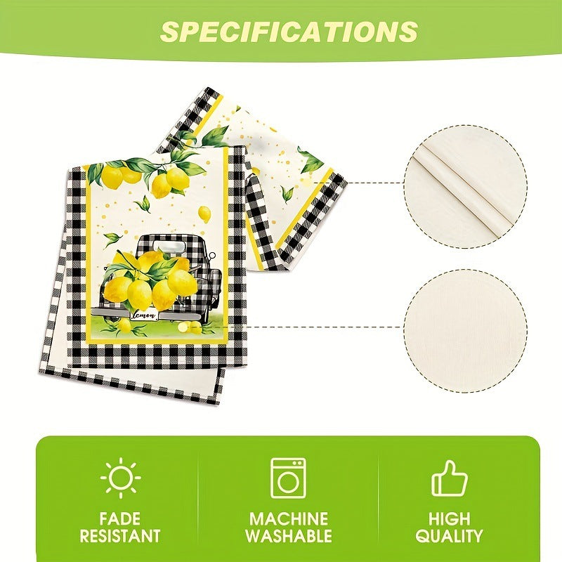 # Checkered Truck and Lemon Themed Table Runner