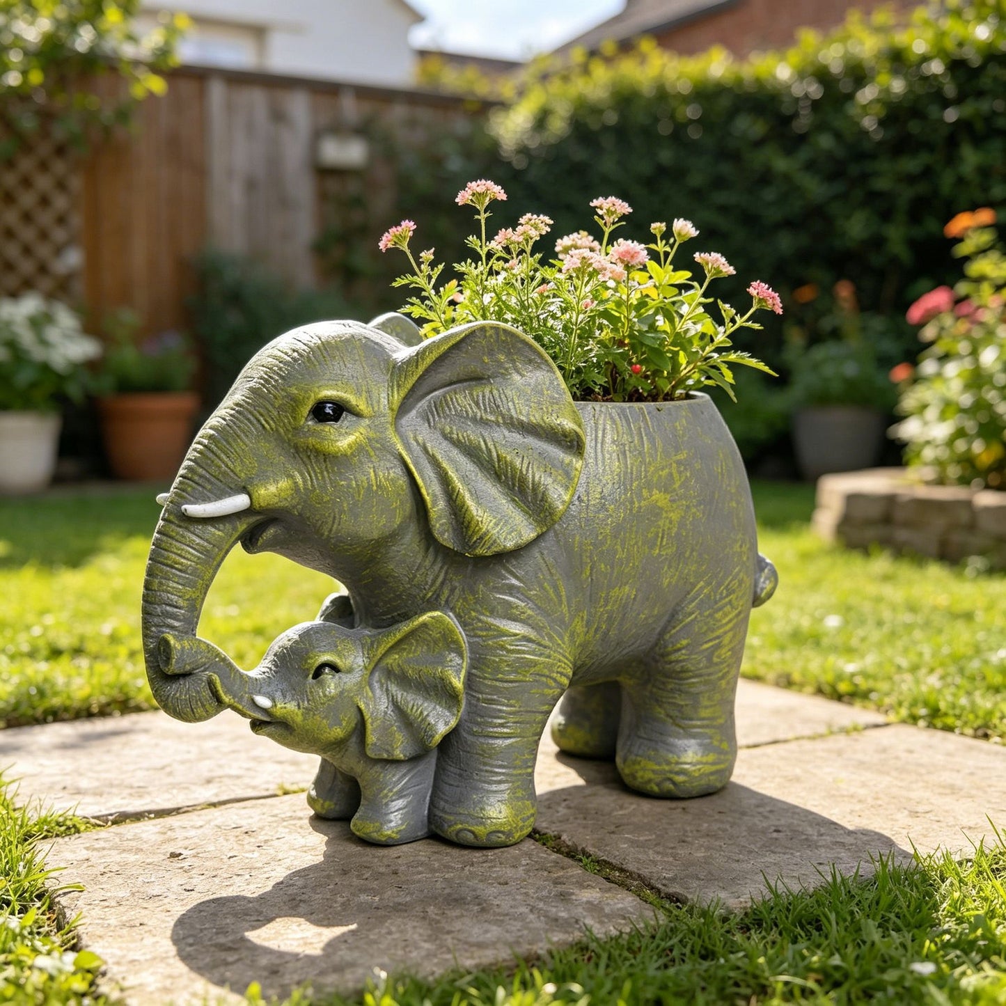 # Mother and Child Elephant Flower Pot