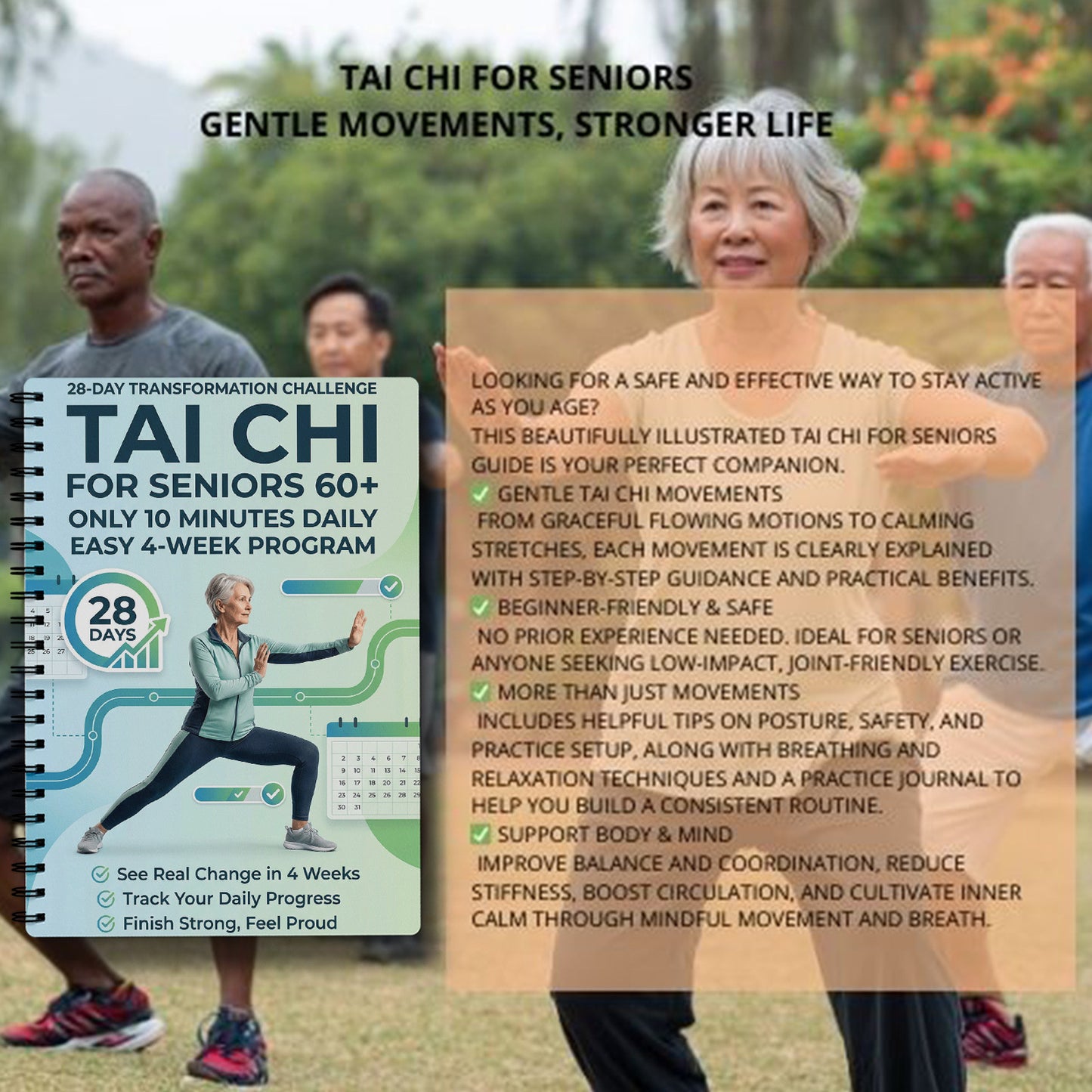 # 28-Day Tai Chi Practice Log for Seniors