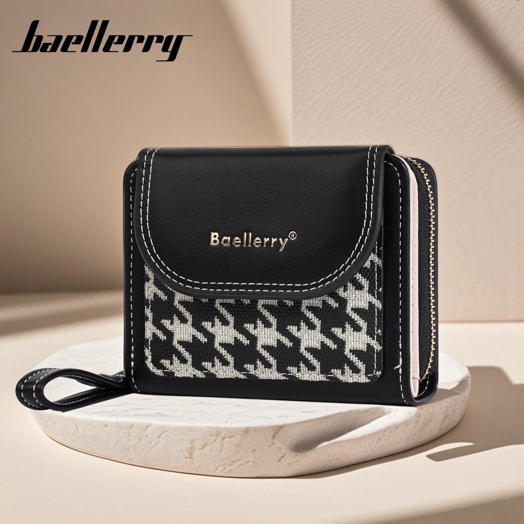 Women's Short Color-Blocked Zipper Coin Purse