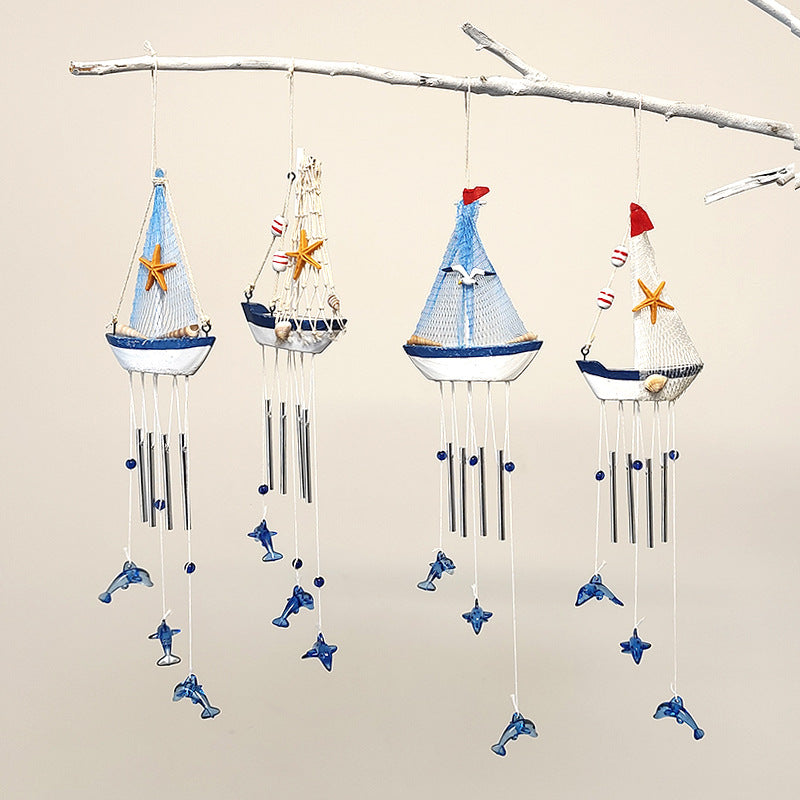 # Mediterranean Sailboat and Dolphin Creative Wind Chime Ornament