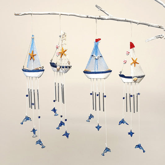 # Mediterranean Sailboat and Dolphin Creative Wind Chime Ornament