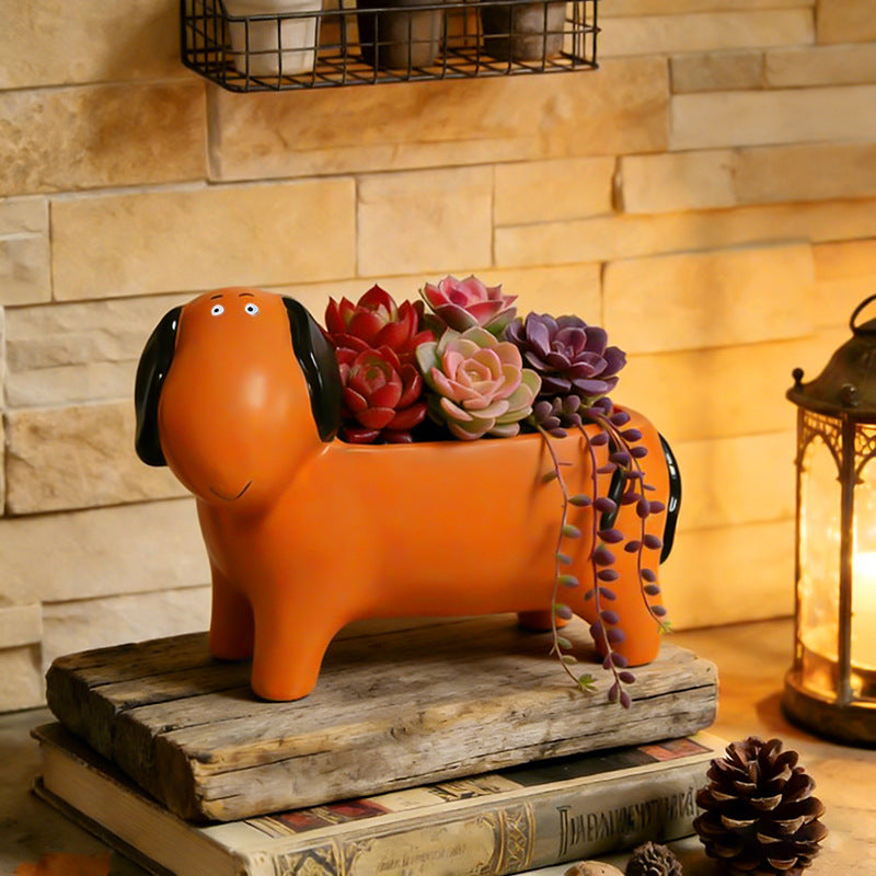 # Dachshund-Shaped Succulent Flower Pot Ornament