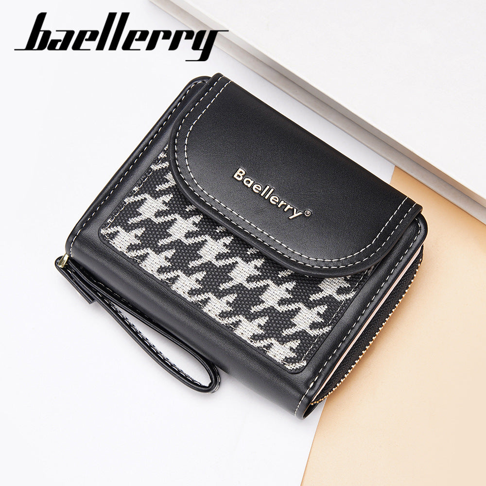 Women's Short Color-Blocked Zipper Coin Purse