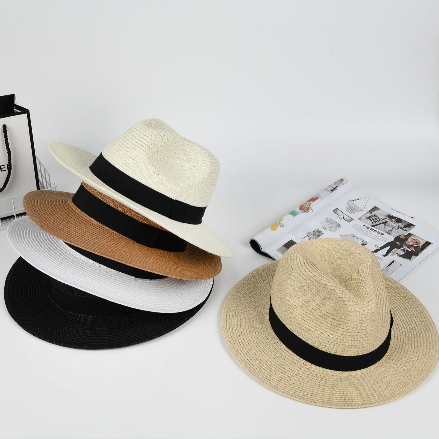 # Men's Simple Panama Hat Summer Sun Protection Sunshade Hat