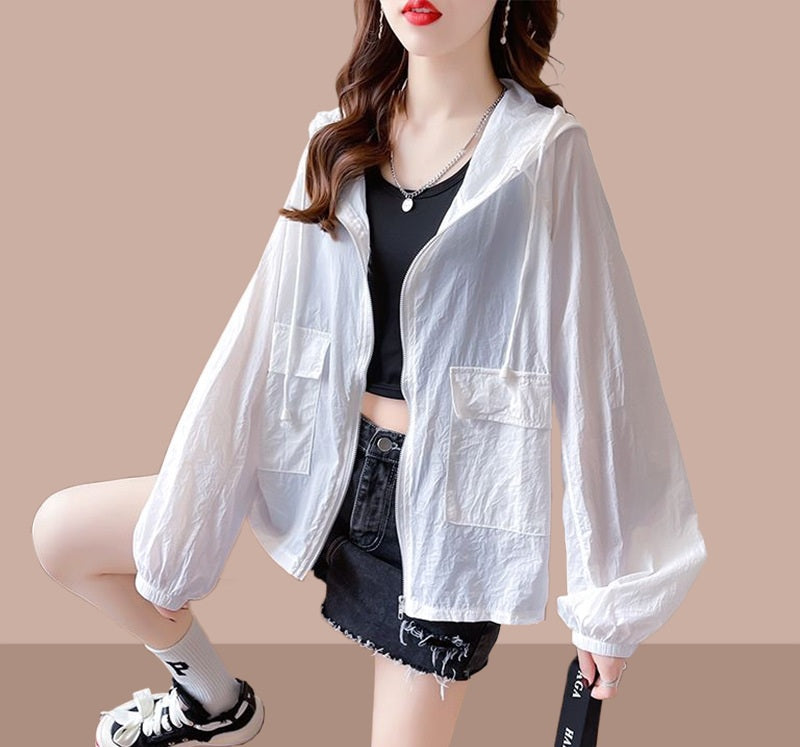 Women's Hooded Loose-fitting Thin Sun Protection Shirt