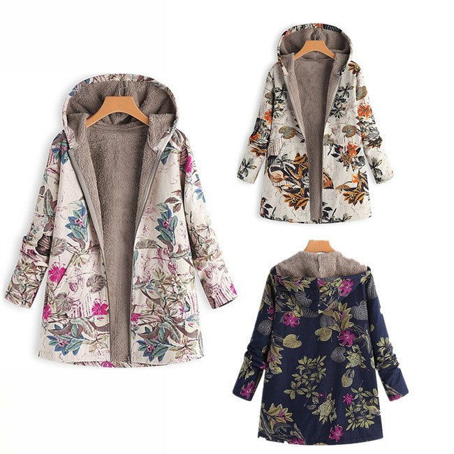 Women's Winter Printed Composite Casual Jacket