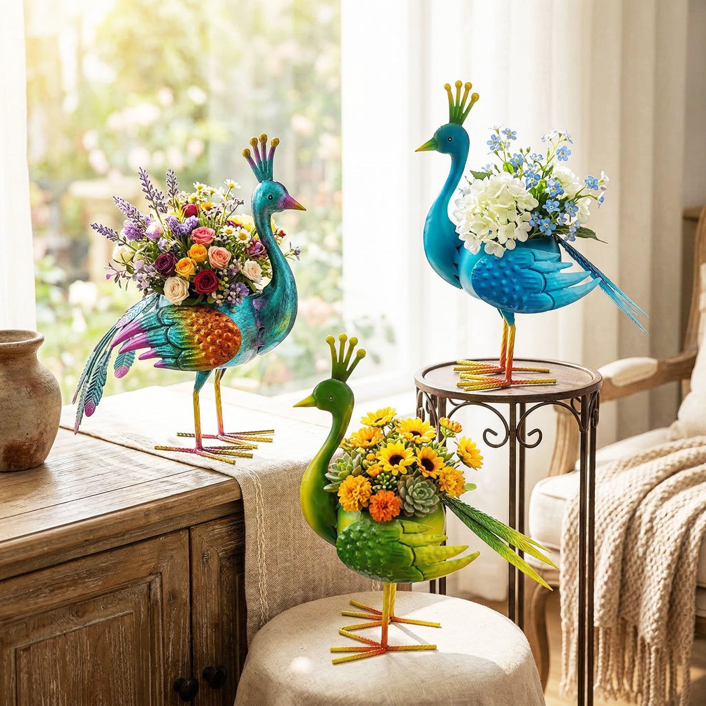 # Wrought Iron Peacock Floor Decoration