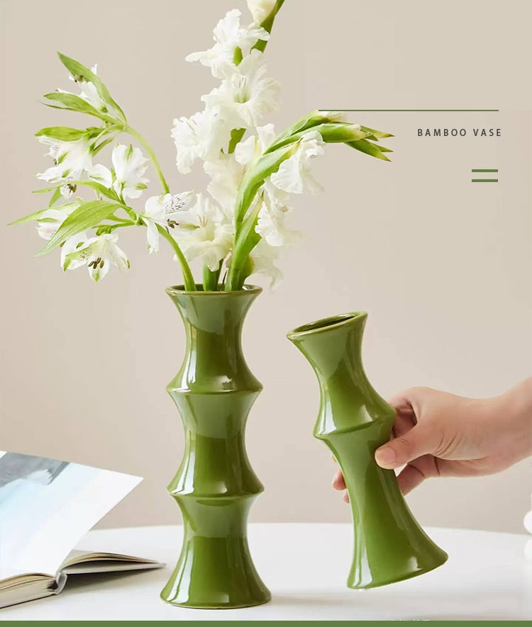 Bamboo-Shaped Ceramic Miniature Vase Ornament