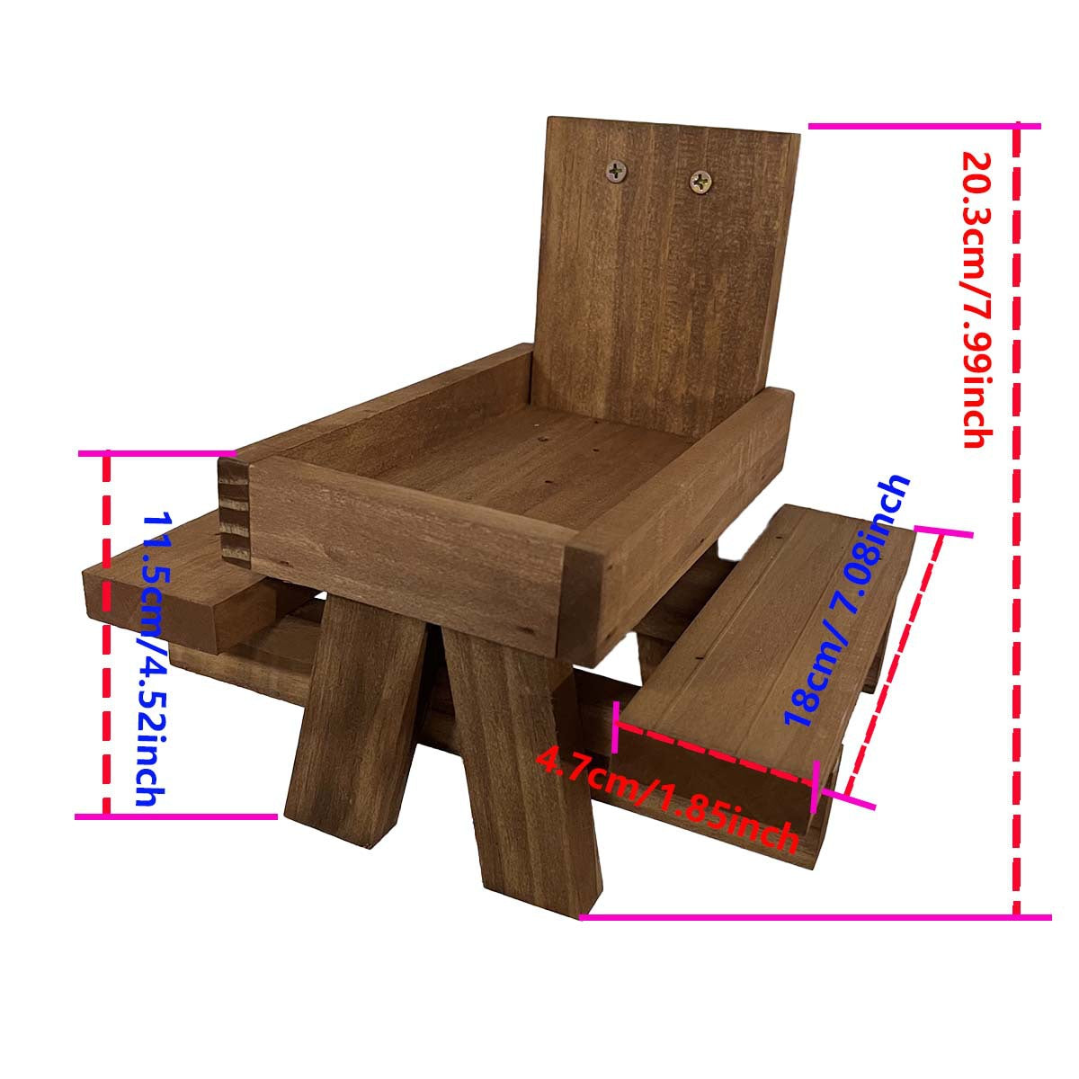 # Solid Wood Small Animal Feeding Table with Red Umbrella