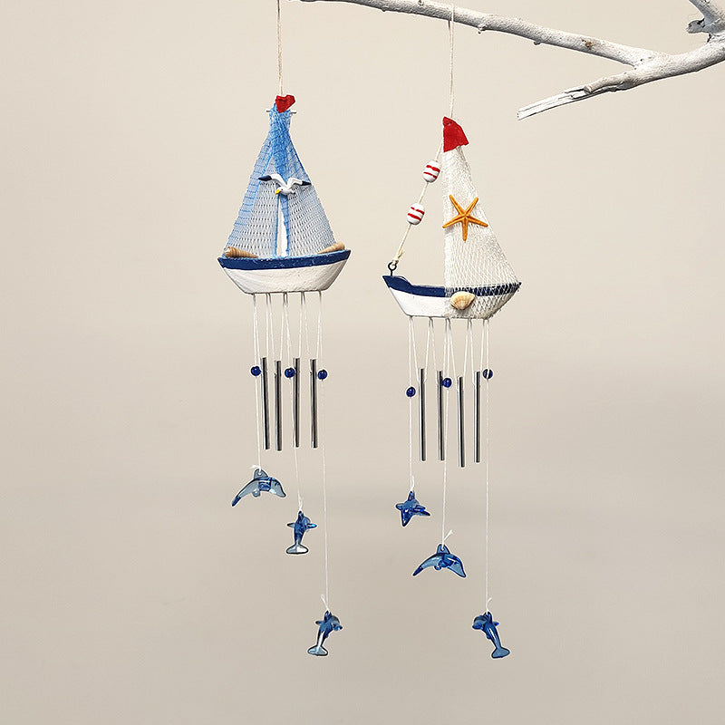 # Mediterranean Sailboat and Dolphin Creative Wind Chime Ornament