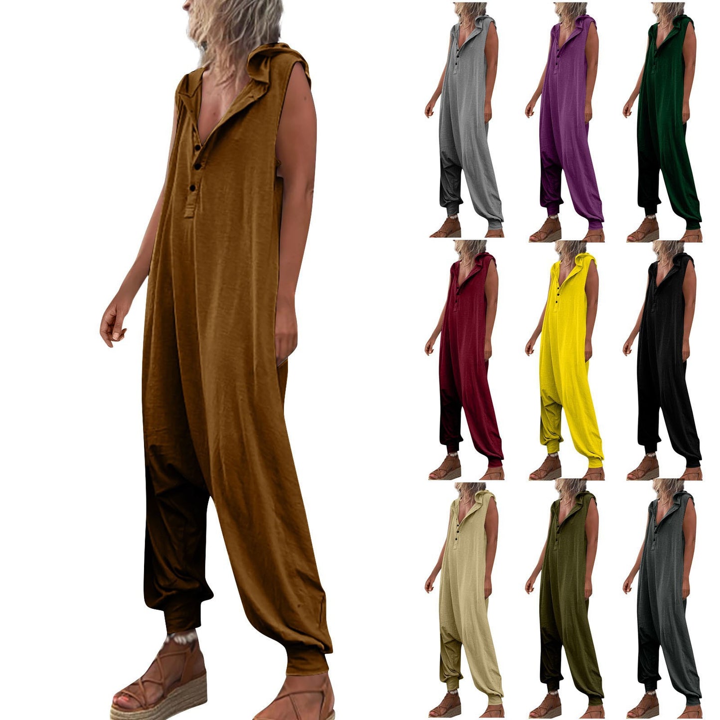 Hooded Sleeveless Pants Set