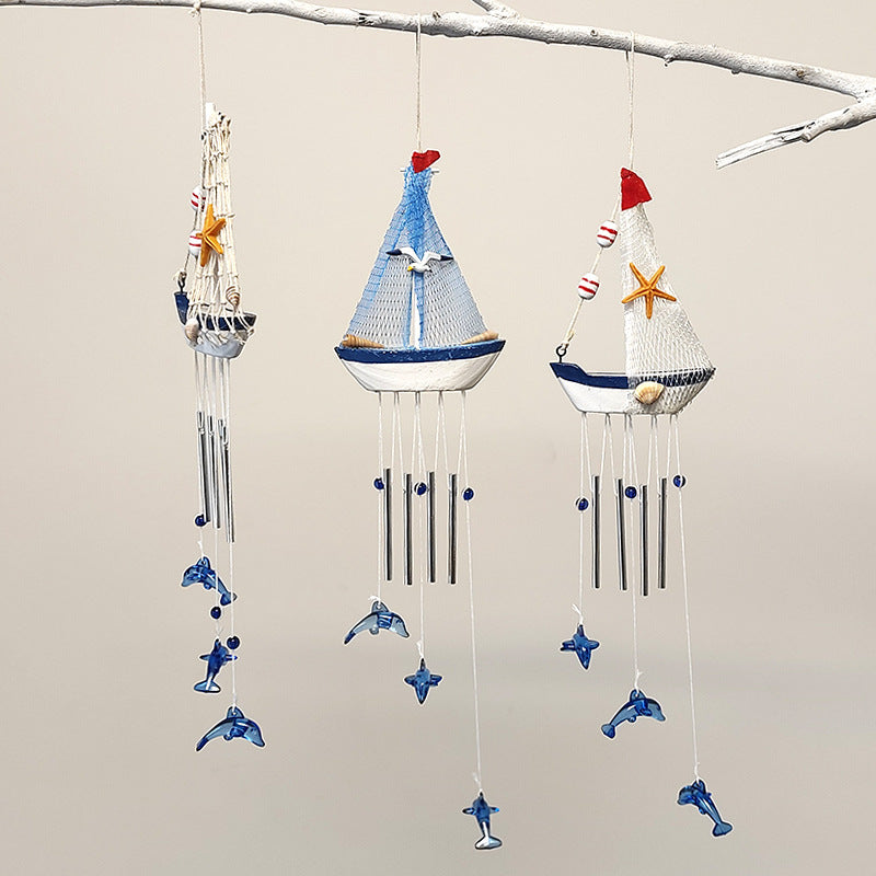 # Mediterranean Sailboat and Dolphin Creative Wind Chime Ornament