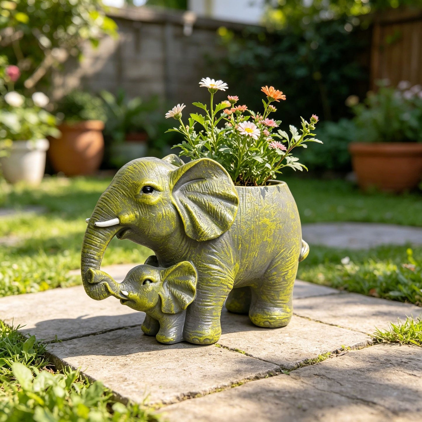 # Mother and Child Elephant Flower Pot