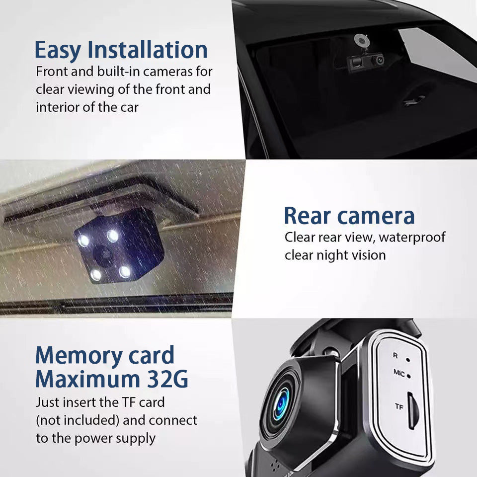 # 2-inch Screen Three-Channel HD Dash Cam