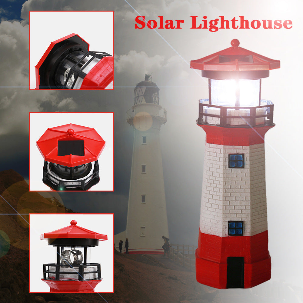 Resin Solar Rotating Lighthouse Garden Light
