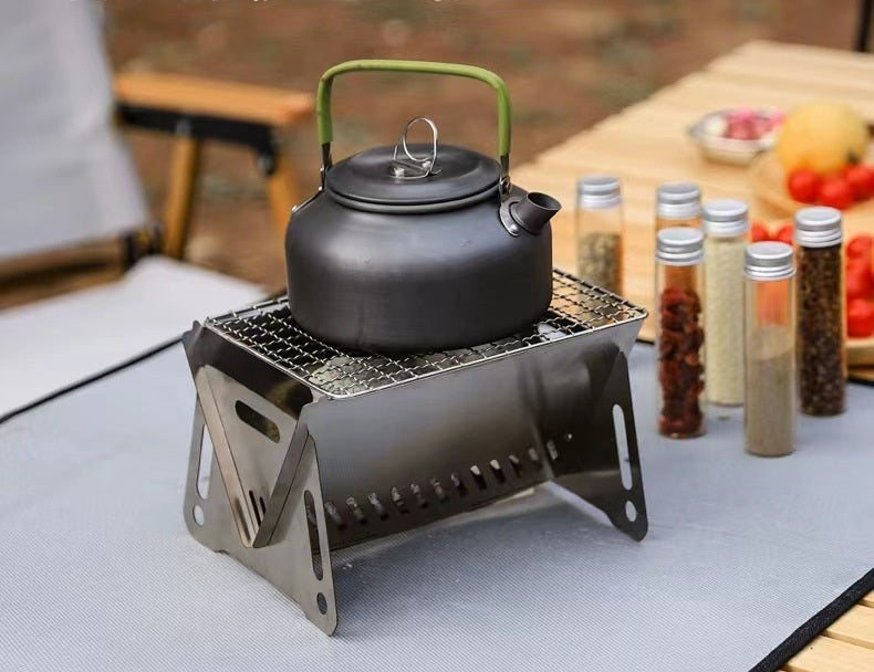 # Outdoor Folding Stainless Steel Card-Style Wood Stove