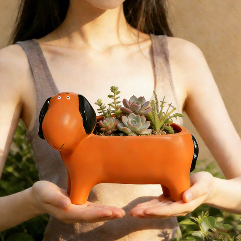 # Dachshund-Shaped Succulent Flower Pot Ornament