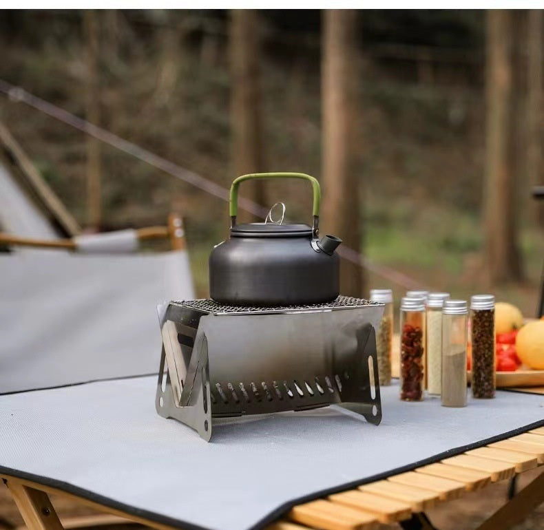 # Outdoor Folding Stainless Steel Card-Style Wood Stove