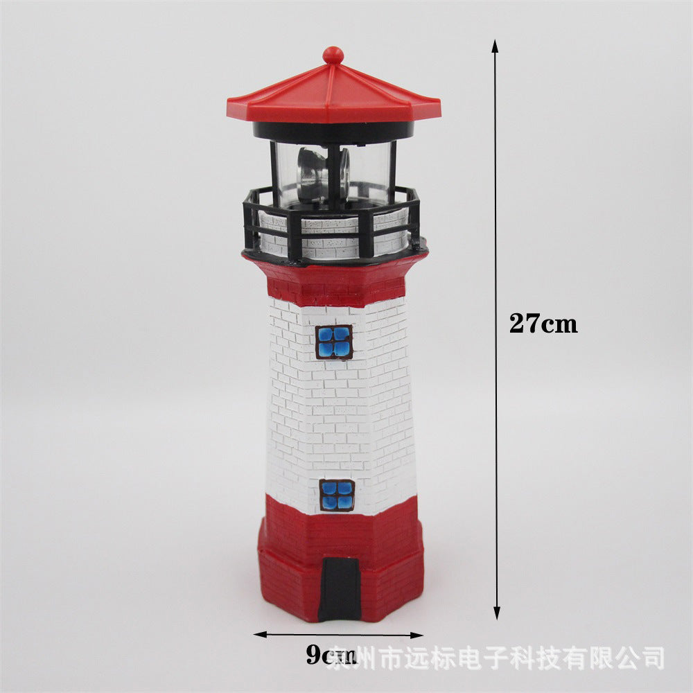 Resin Solar Rotating Lighthouse Garden Light