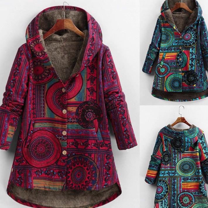 Women's Winter Printed Composite Casual Jacket