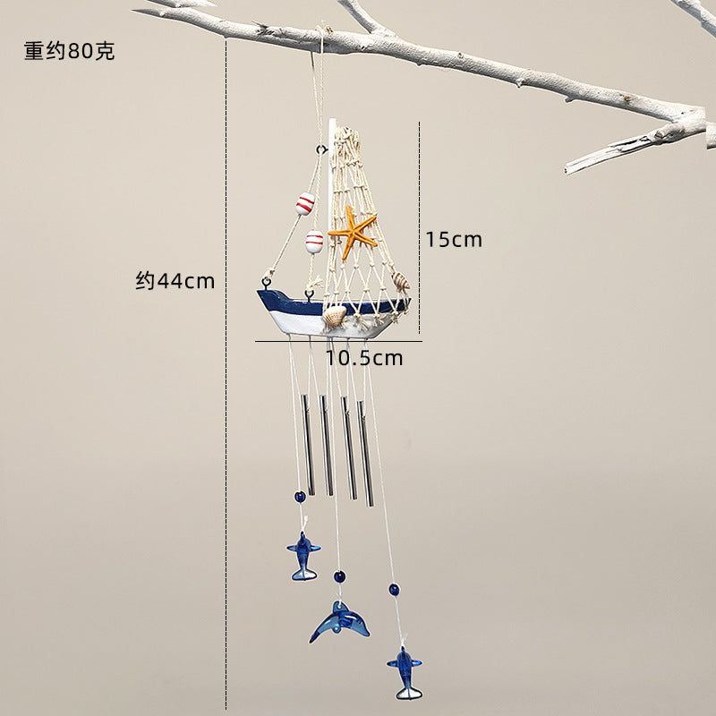 # Mediterranean Sailboat and Dolphin Creative Wind Chime Ornament
