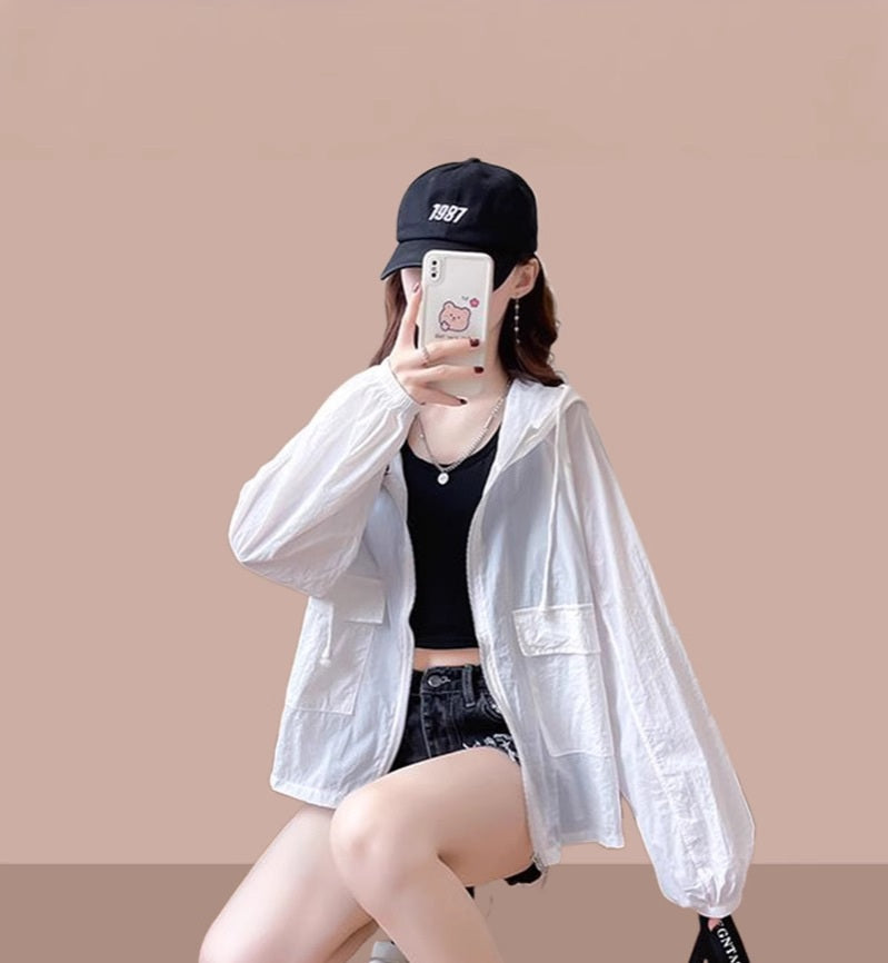 Women's Hooded Loose-fitting Thin Sun Protection Shirt