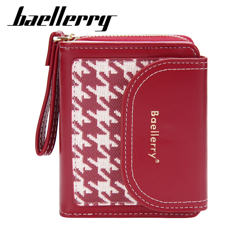 Women's Short Color-Blocked Zipper Coin Purse