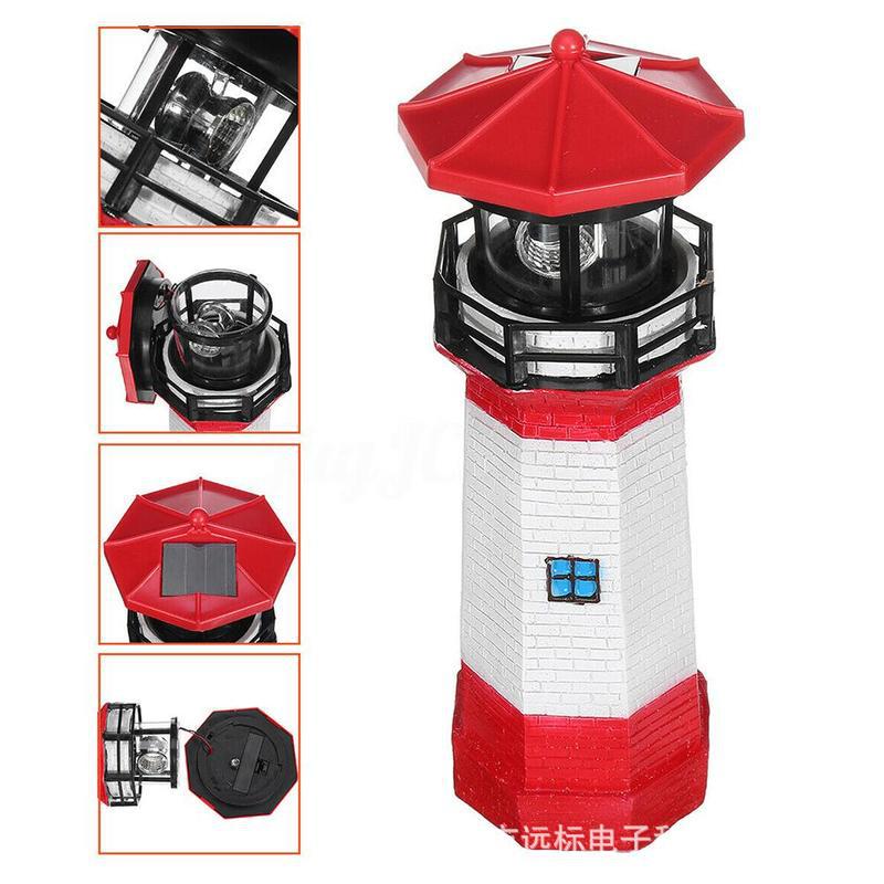 Resin Solar Rotating Lighthouse Garden Light
