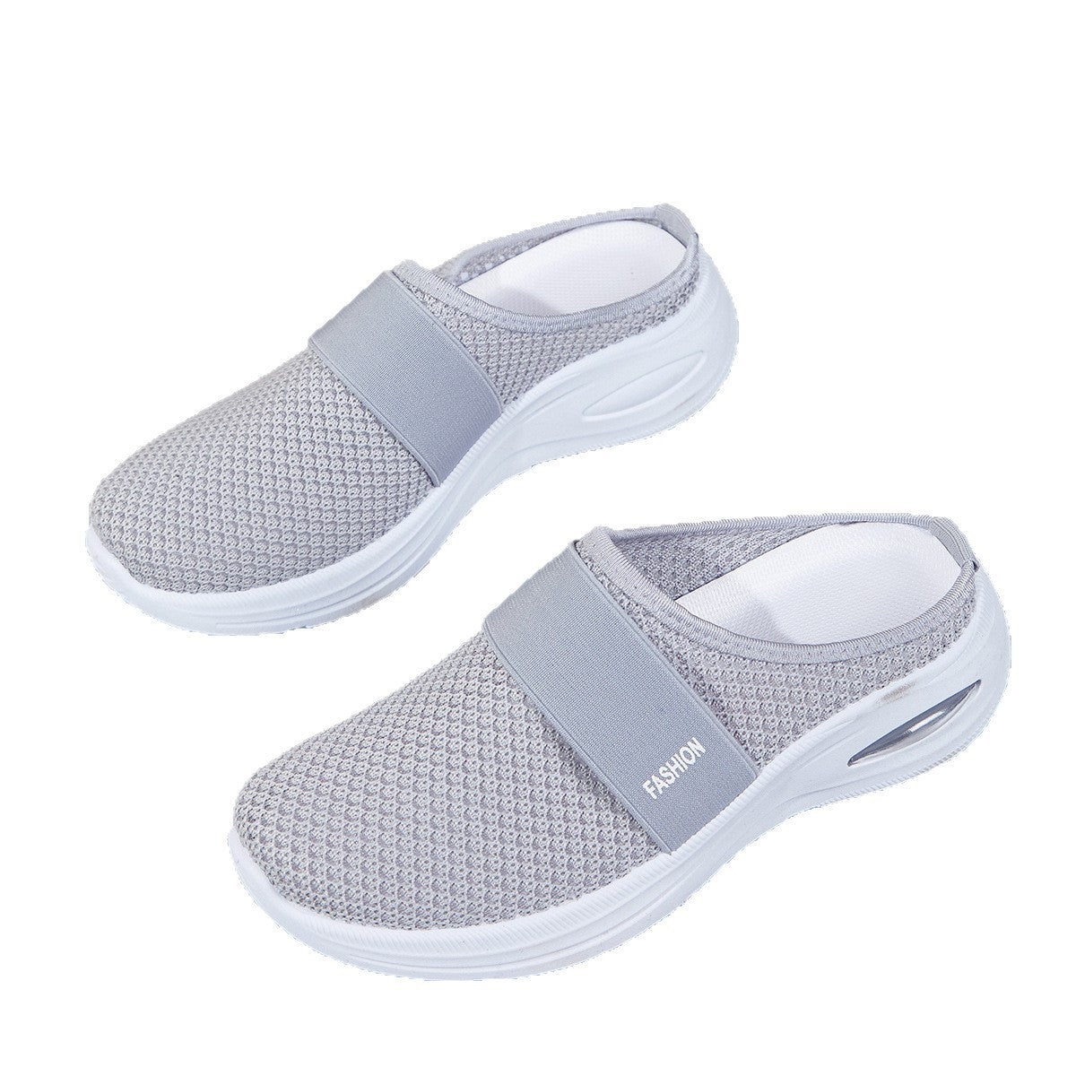 Breathable Mesh Flyknit Women's Shoes, Flat Heel Slip-on Muffins