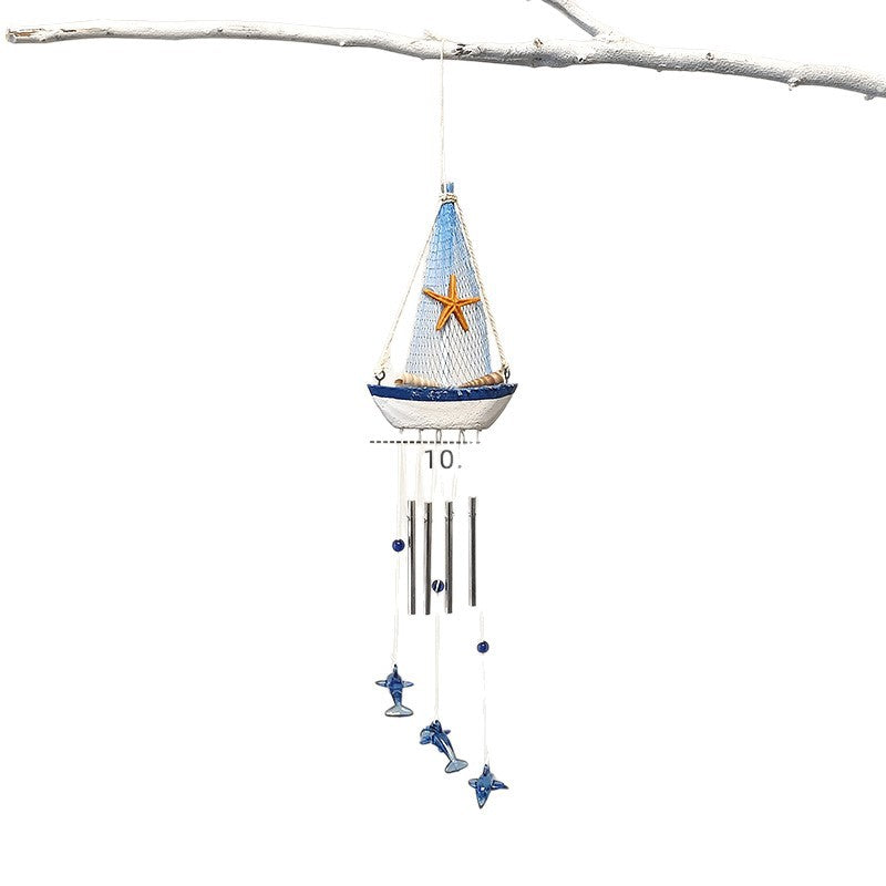# Mediterranean Sailboat and Dolphin Creative Wind Chime Ornament