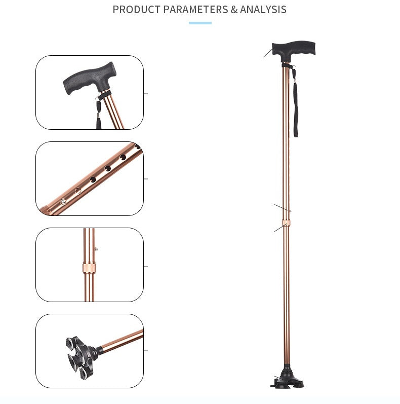 # Aluminum Alloy Telescopic Anti-Slip Four-Legged Walking Stick