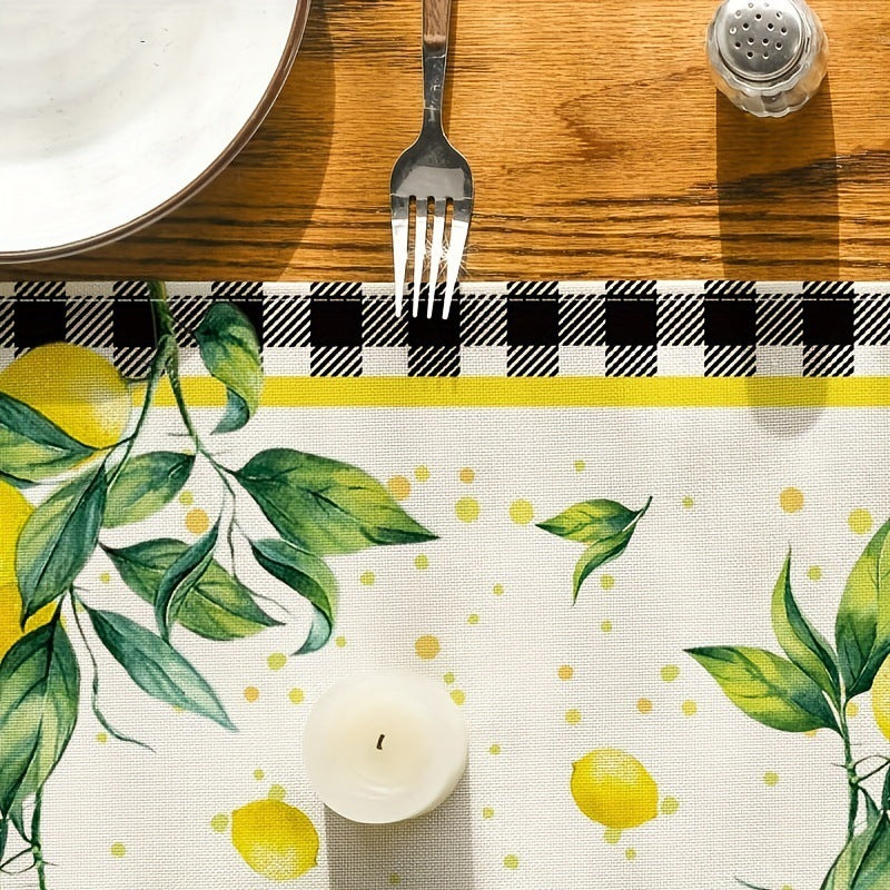 # Checkered Truck and Lemon Themed Table Runner