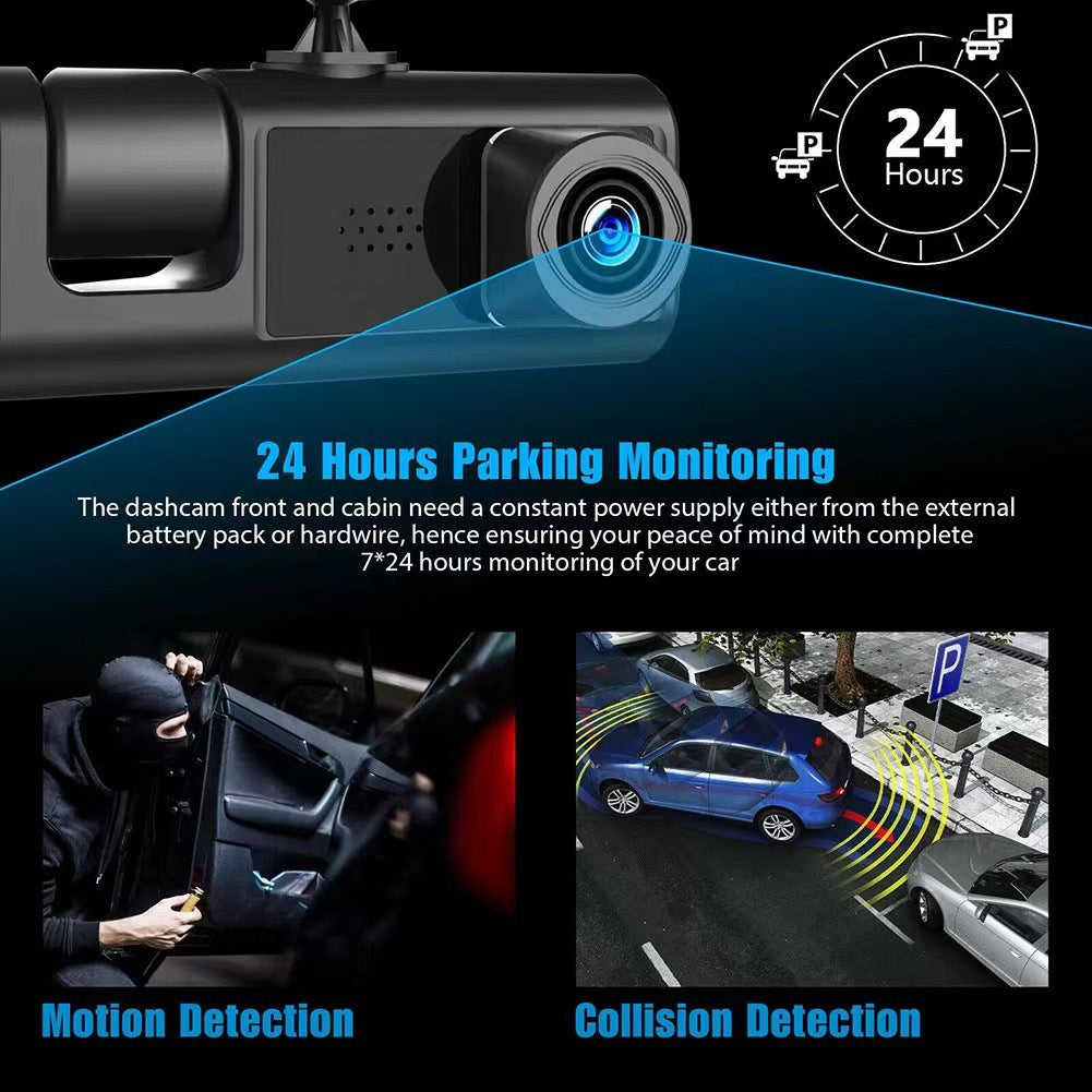 # 2-inch Screen Three-Channel HD Dash Cam