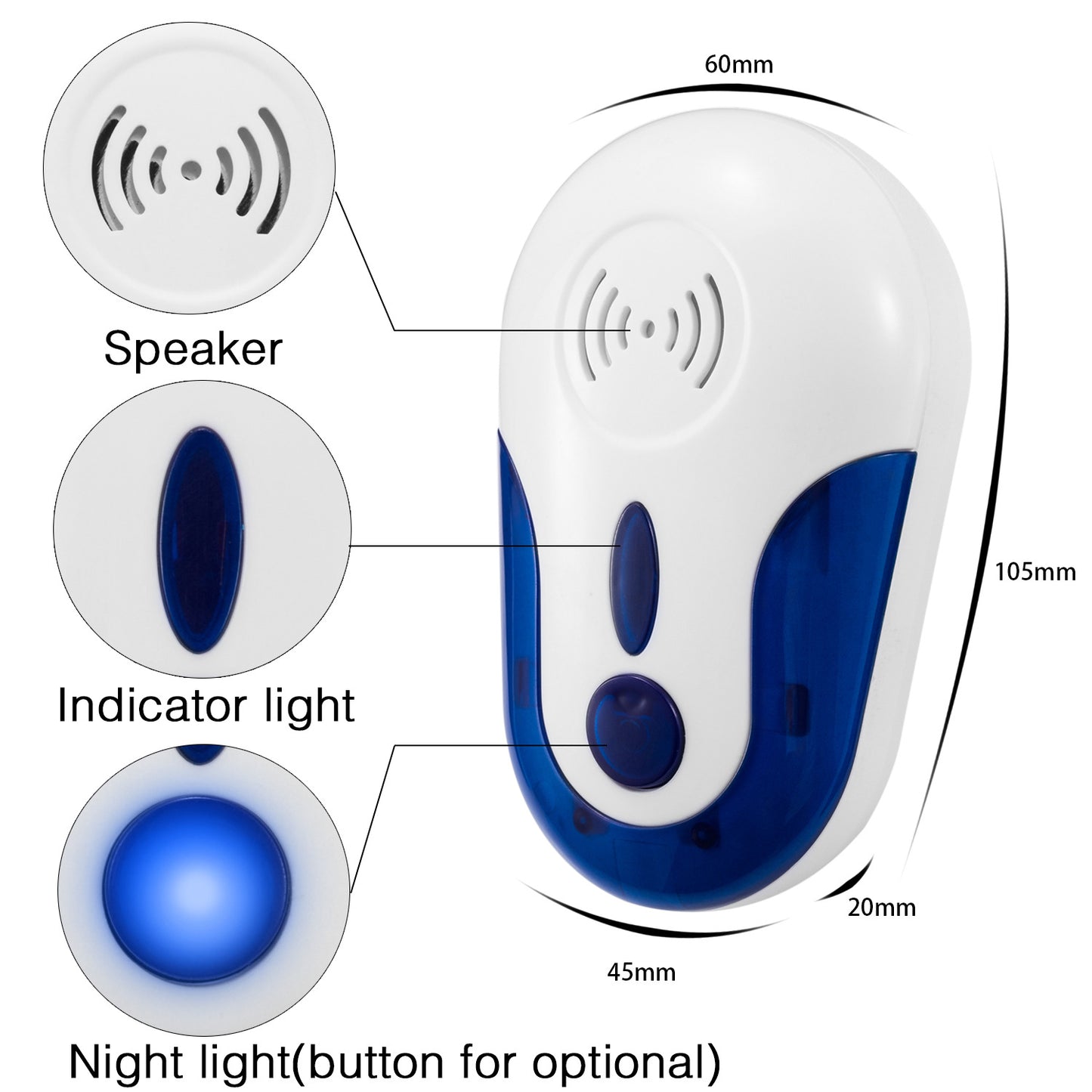 Electronic Variable Frequency Ultrasonic Mosquito and Rodent Repellent