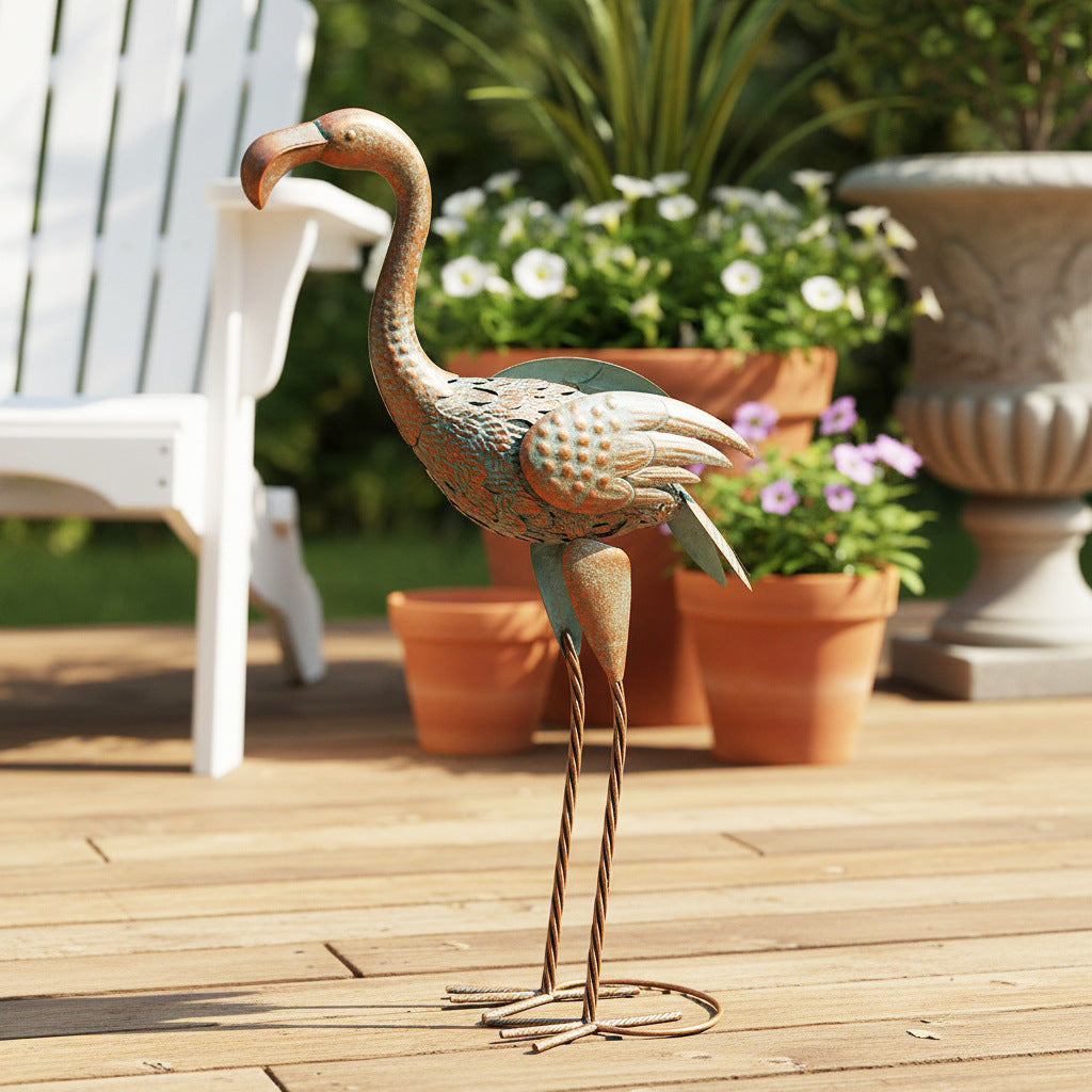 # Retro Iron Flamingo Sculpture Ornament