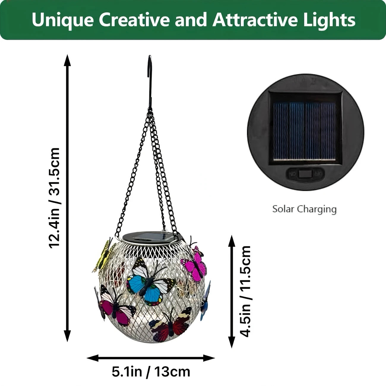 Retro Iron Solar-Powered Hollowed-Out Courtyard Chandelier