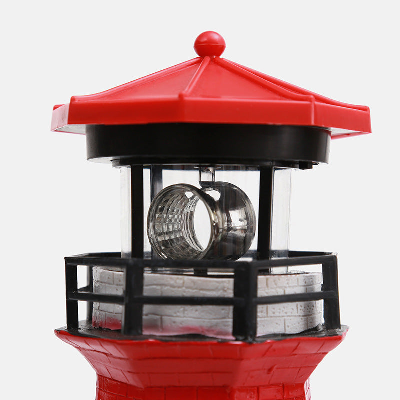 Resin Solar Rotating Lighthouse Garden Light