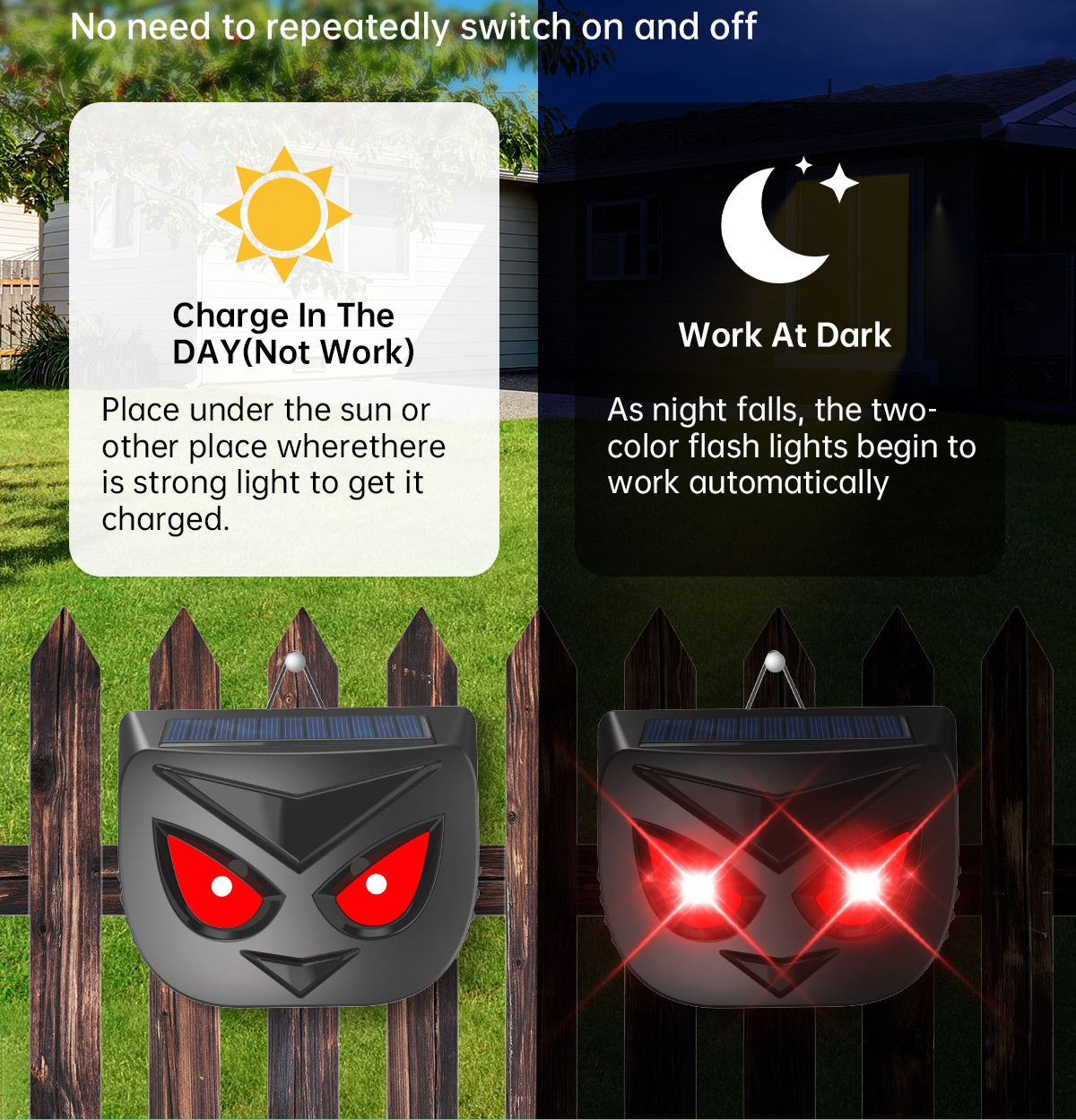 # Solar-Powered Flashing Outdoor Animal Repeller