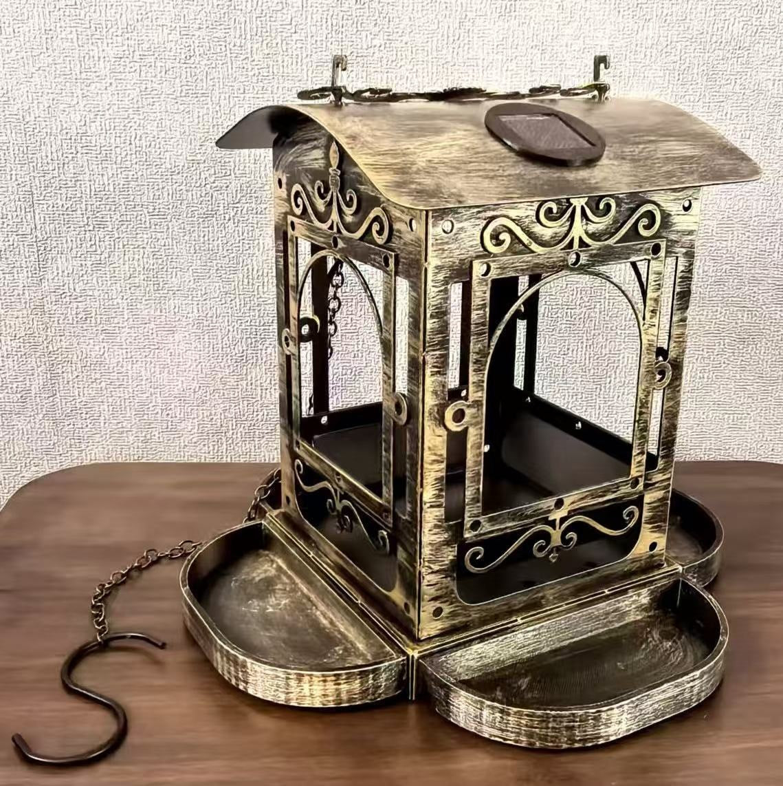 # Retro Iron Solar-Powered Hanging Bird Feeder