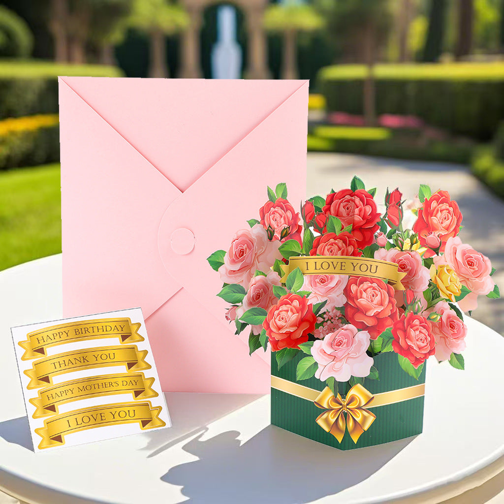 # 3D Pop-Up Flower Bouquet/Creative Greeting Card Ornament