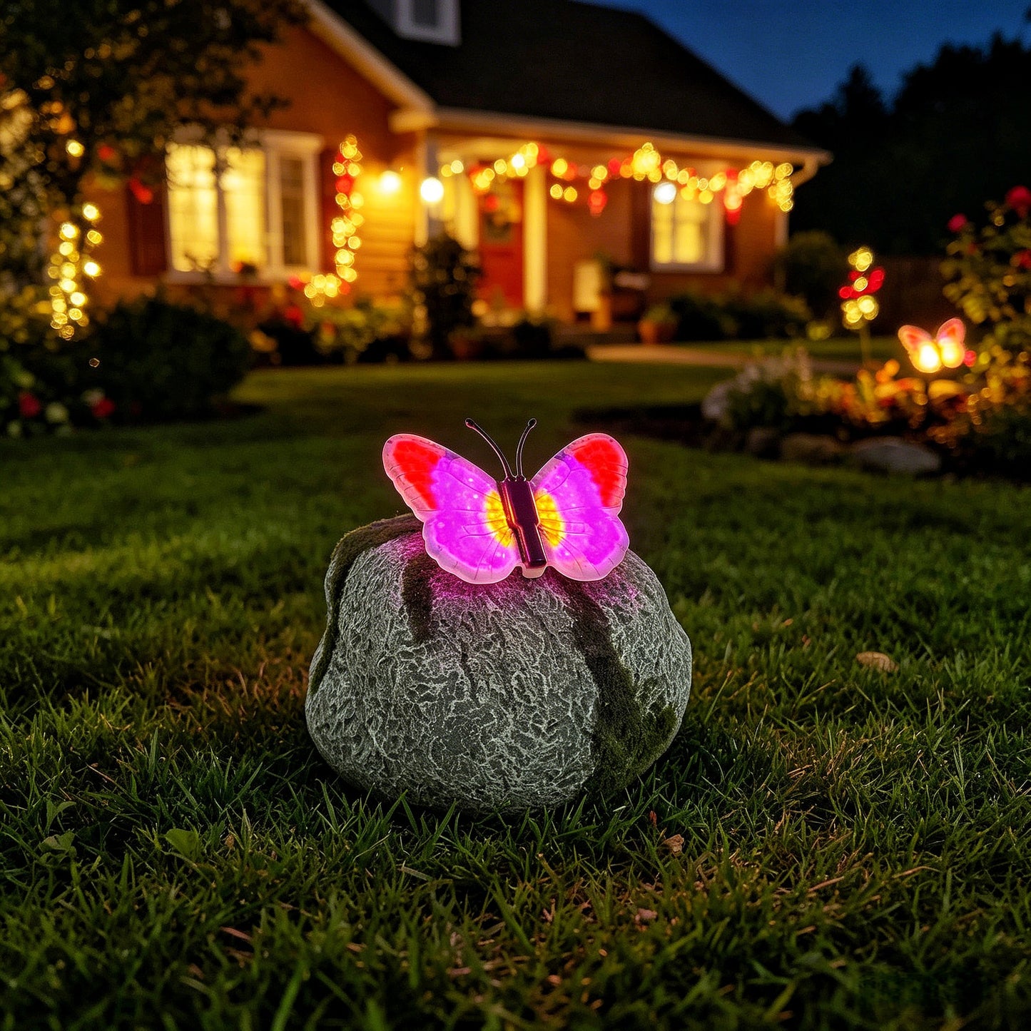 # Outdoor Butterfly-Shaped Stone Solar Lawn Light