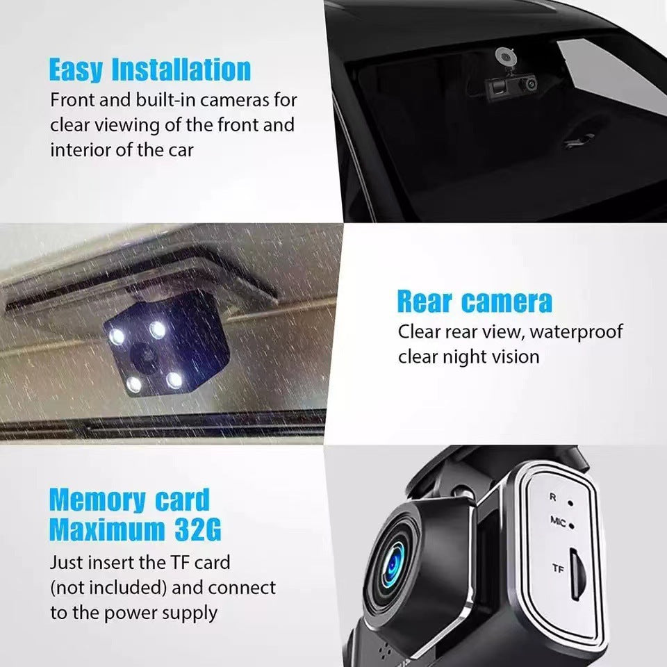 # 2-inch Screen Three-Channel HD Dash Cam