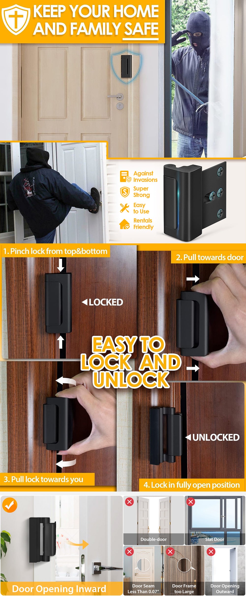 Home Safety Door Lock Hinge